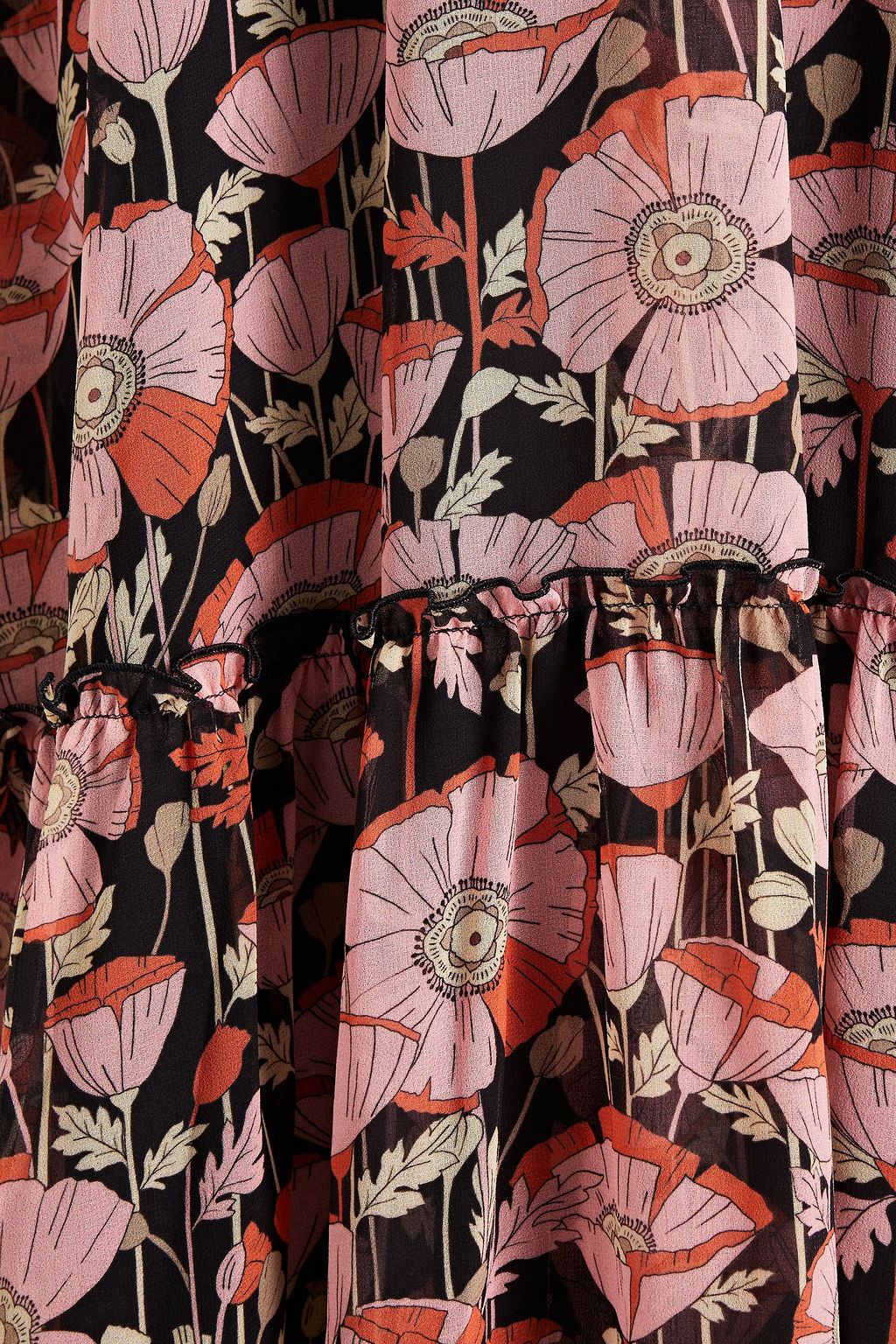 GIAMBA Embroidered gathered floral-print groergette maxi dress