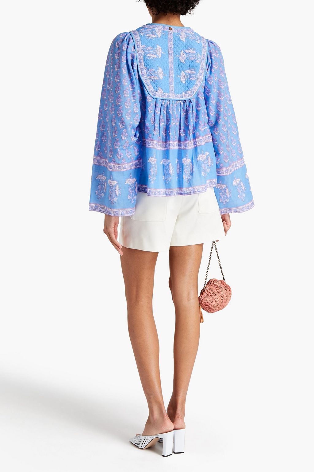 ANTIK BATIK Tasseled floral-print cotton blouse