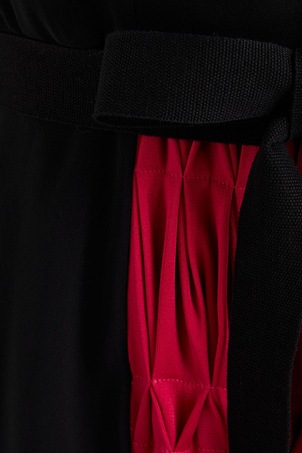 ROKSANDA Smocked satin and silk crepe de chine midi dress