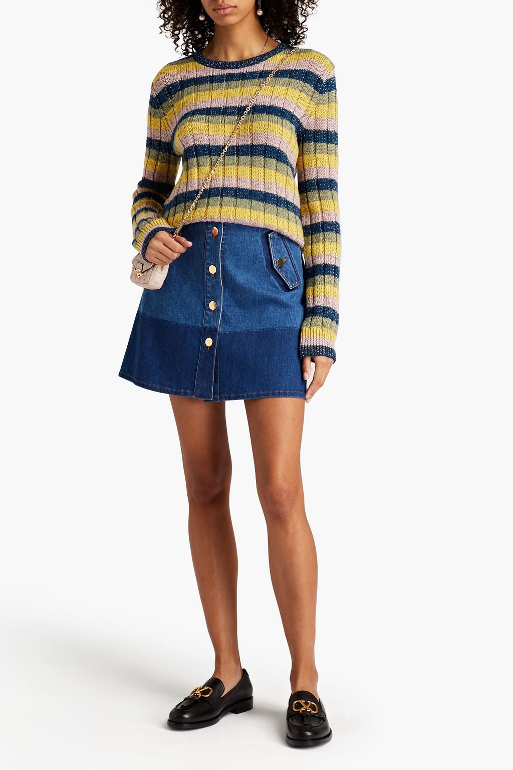VALENTINO GARAVANI Ribbed metallic striped wool sweater