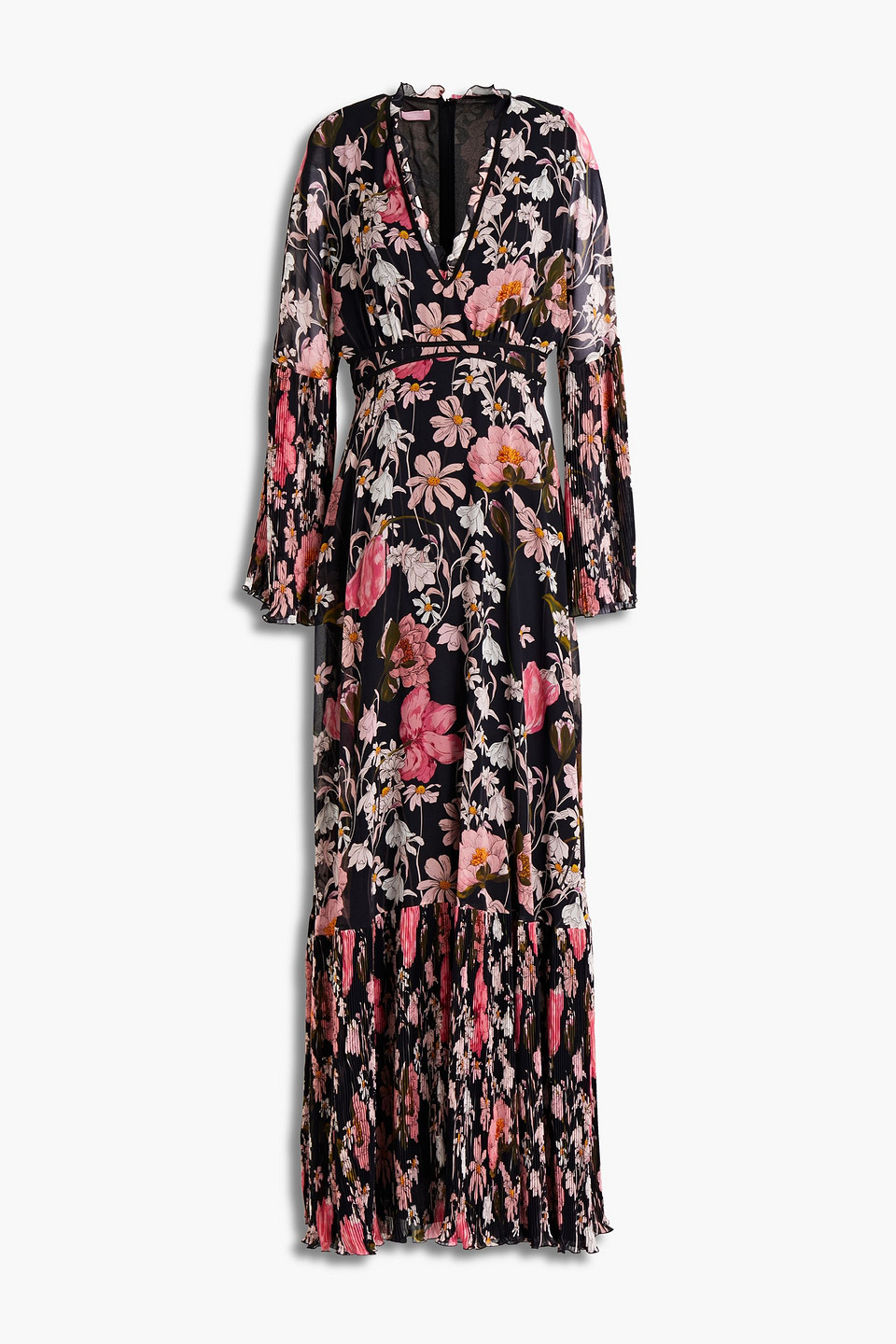 Giamba Ruffled floral-print georgette maxi dress