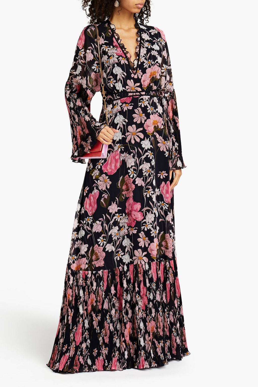 GIAMBA Ruffled floral-print georgette maxi dress
