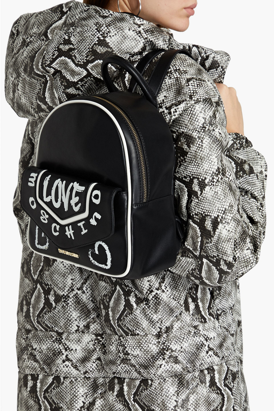 Love Moschino Logo-print Faux Leather Backpack In Black