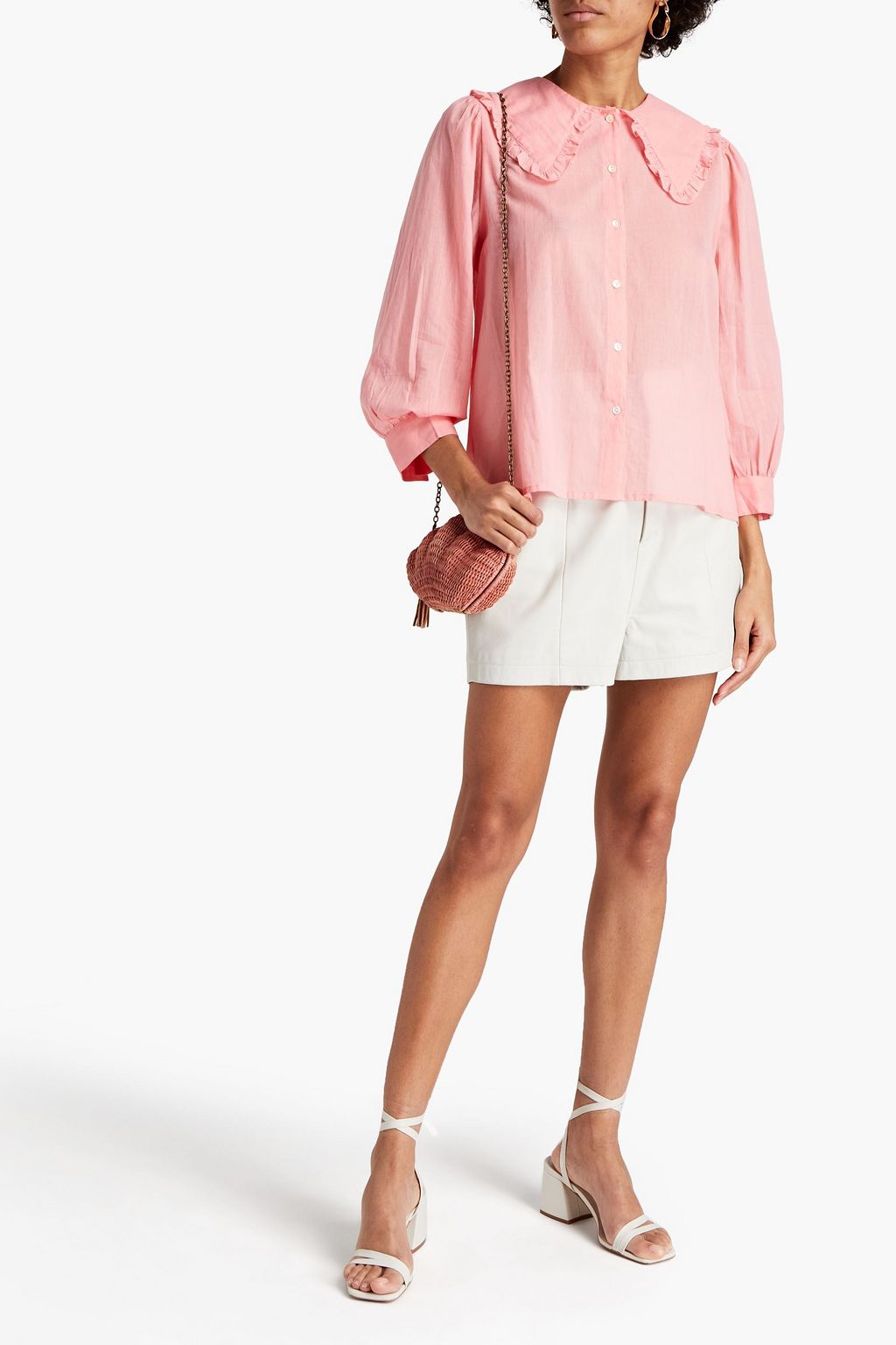 ANTIK BATIK Milady ruffle-trimmed cotton-gauze blouse