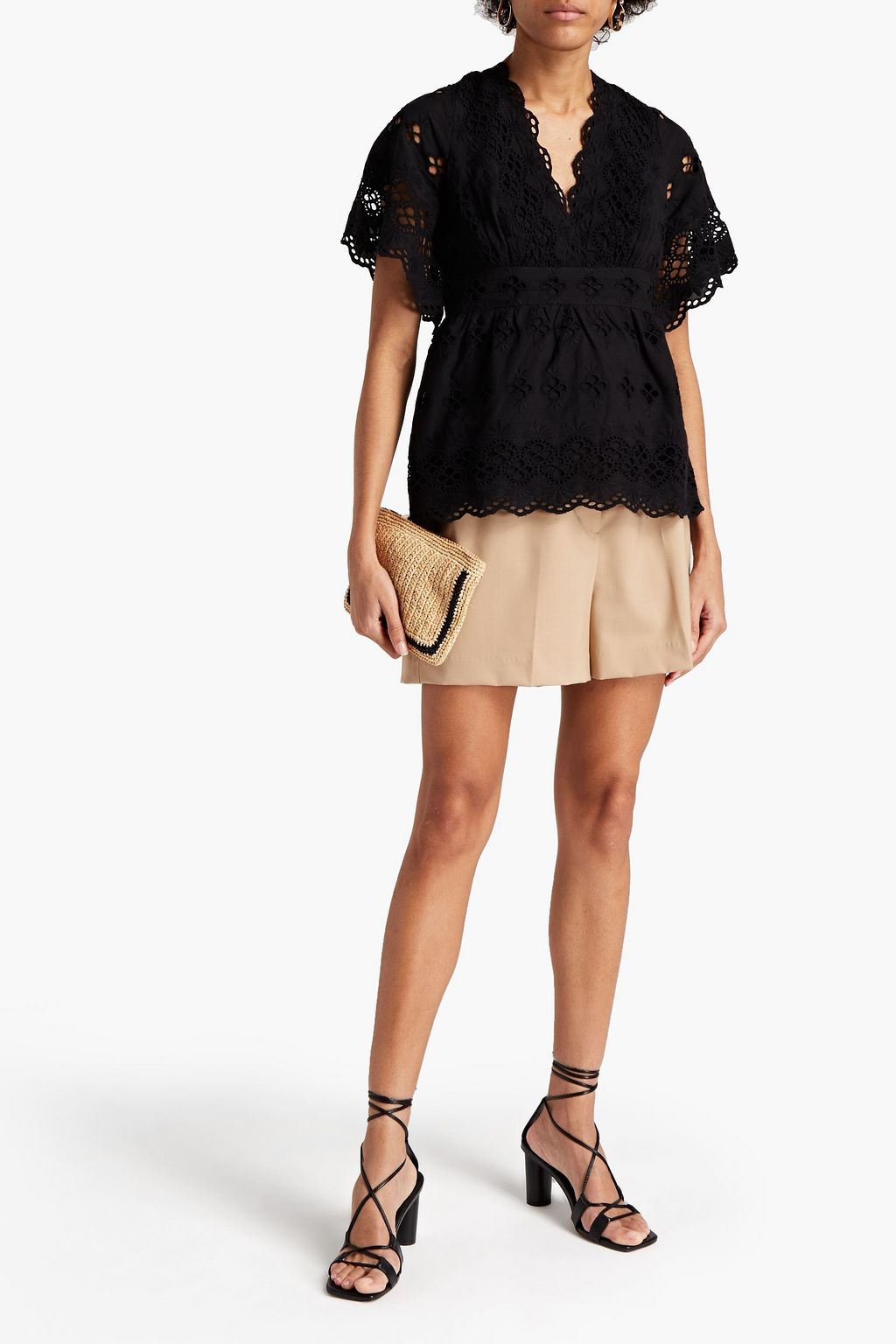 ANTIK BATIK Sangalo open-back broderie anglaise cotton blouse