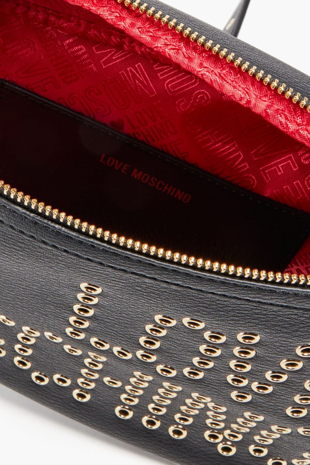 LOVE MOSCHINO Eyelet-embellished faux textured-leather belt bag