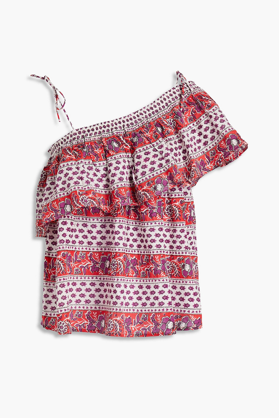 Antik Batik Austin one-shoulder ruffled floral-print cotton top