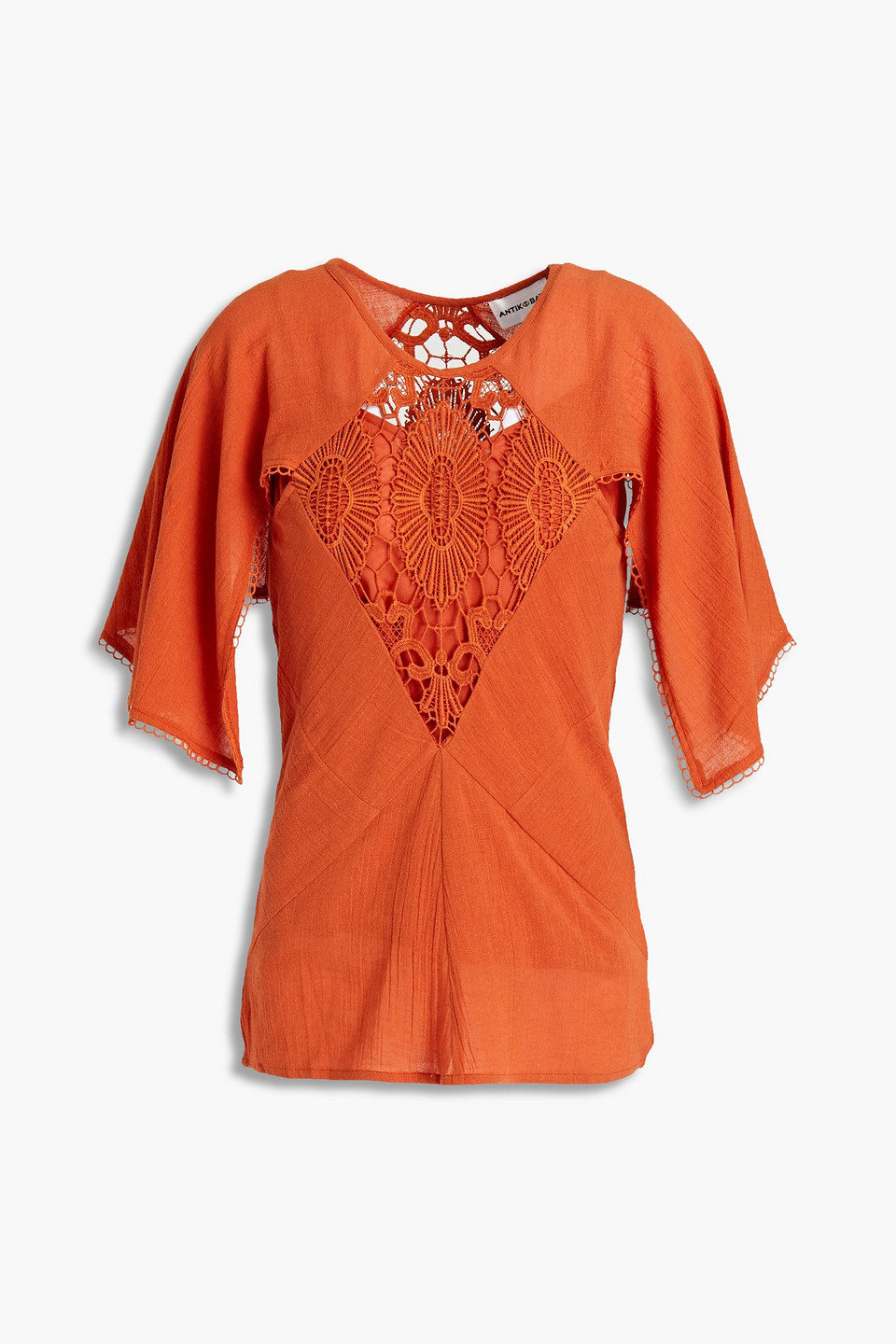 Antik Batik Sola crocheted lace-paneled cotton-gauze top