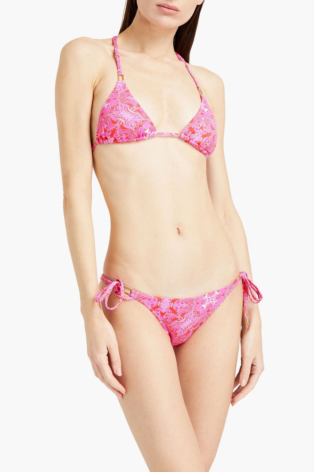 MELISSA ODABASH Cancun tie-detailed printed bikini briefs