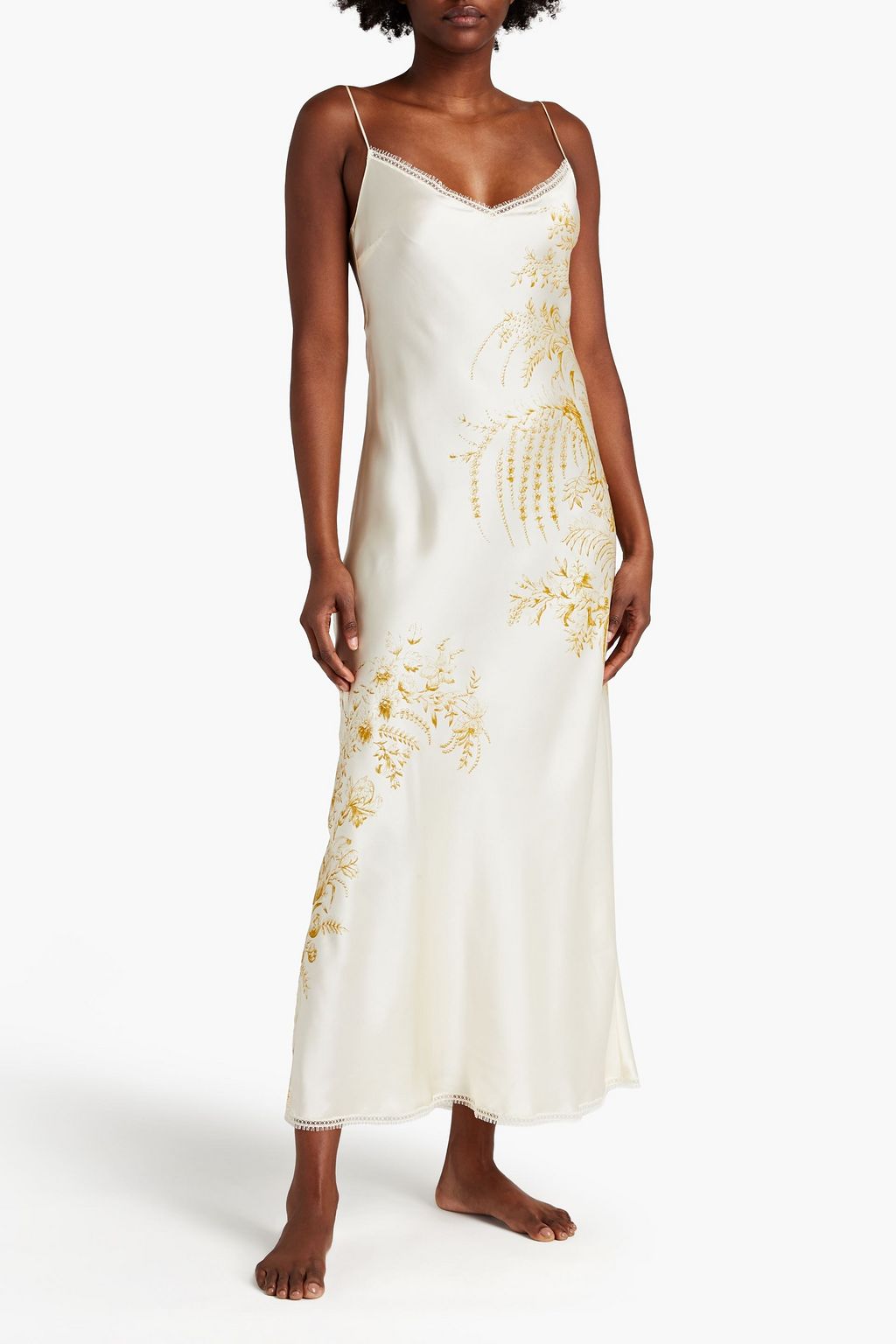 CARINE GILSON Floral-print silk-satin night dress