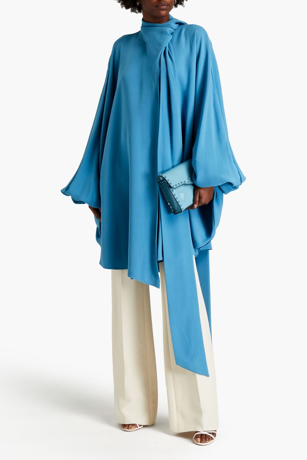 VALENTINO GARAVANI Cape-effect silk-crepe blouse