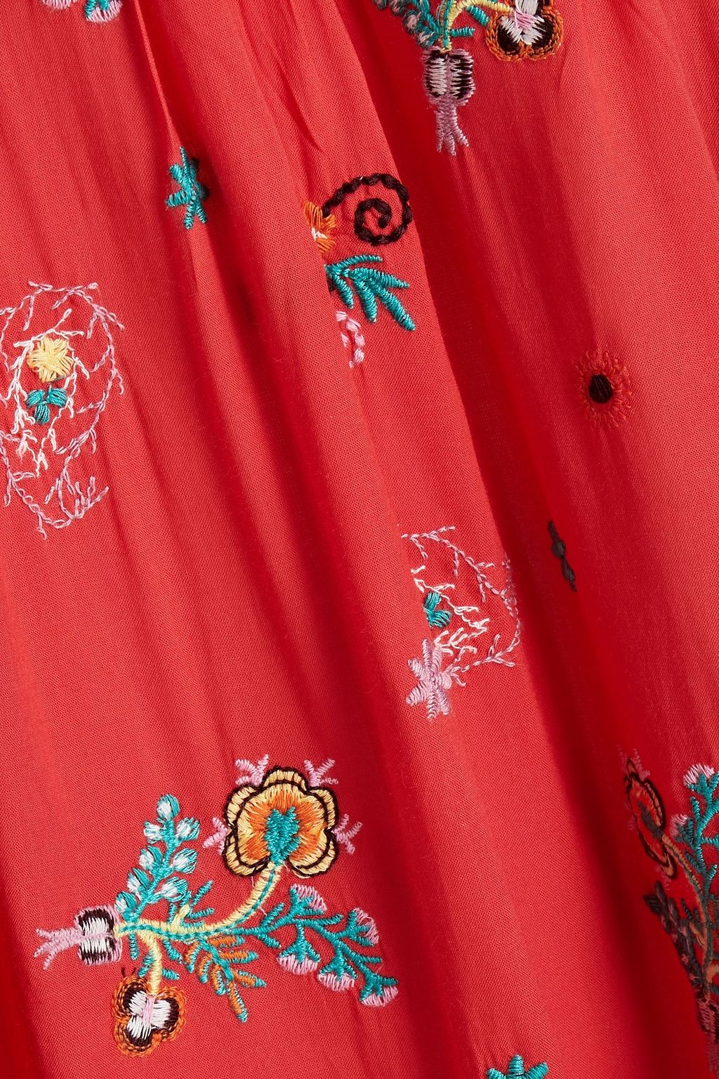 ANTIK BATIK Gathered embroidered woven mini dress