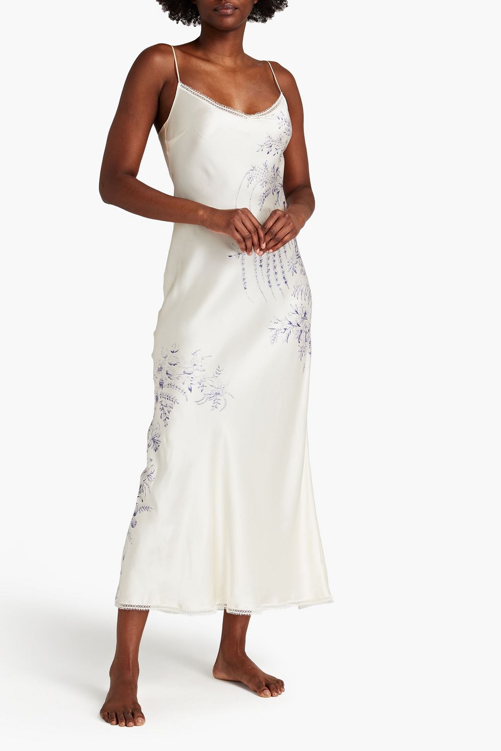 CARINE GILSON Floral-print silk-satin night dress