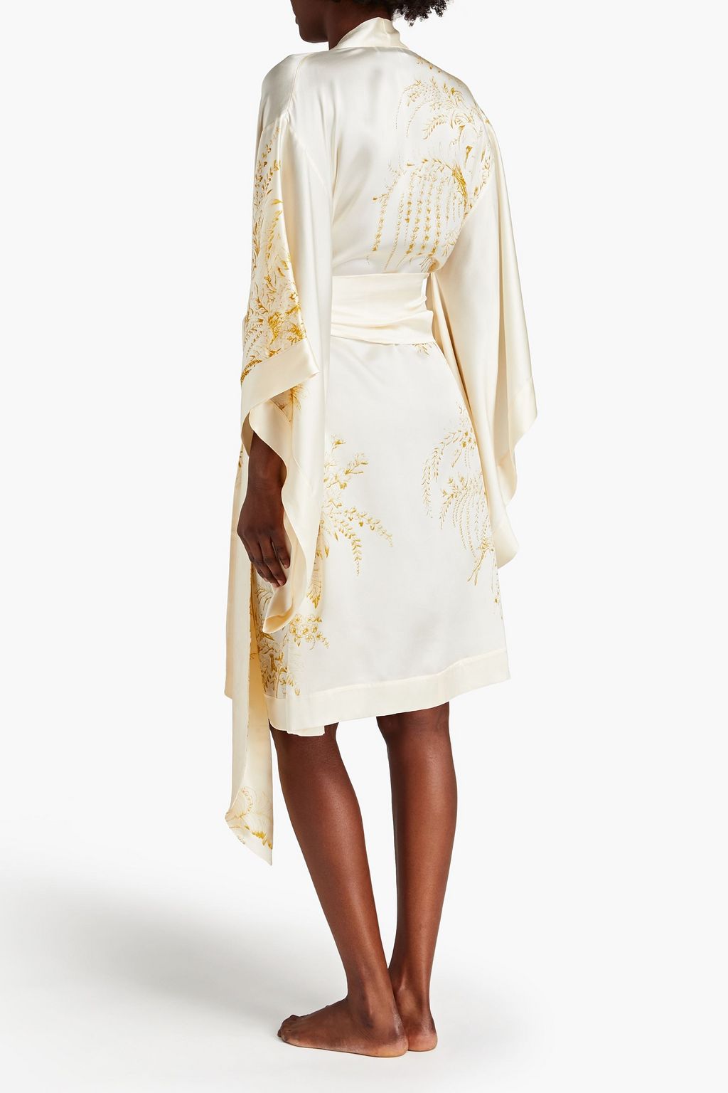 CARINE GILSON Belted floral-print silk-satin kimono