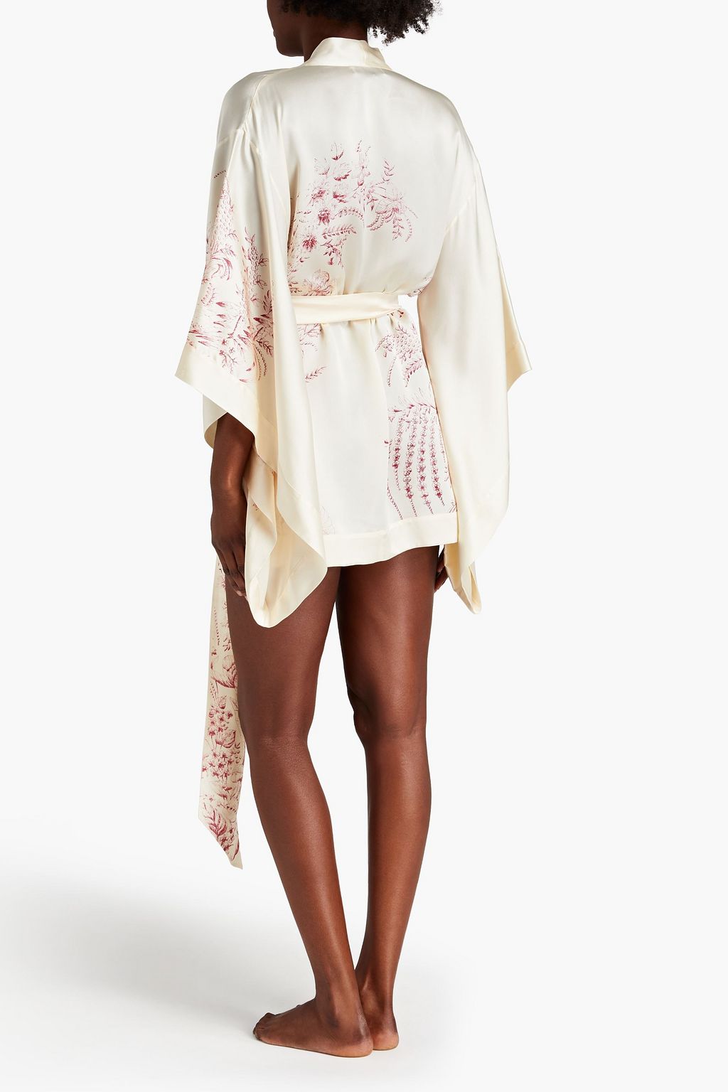 CARINE GILSON Belted floral-print silk-satin kimono