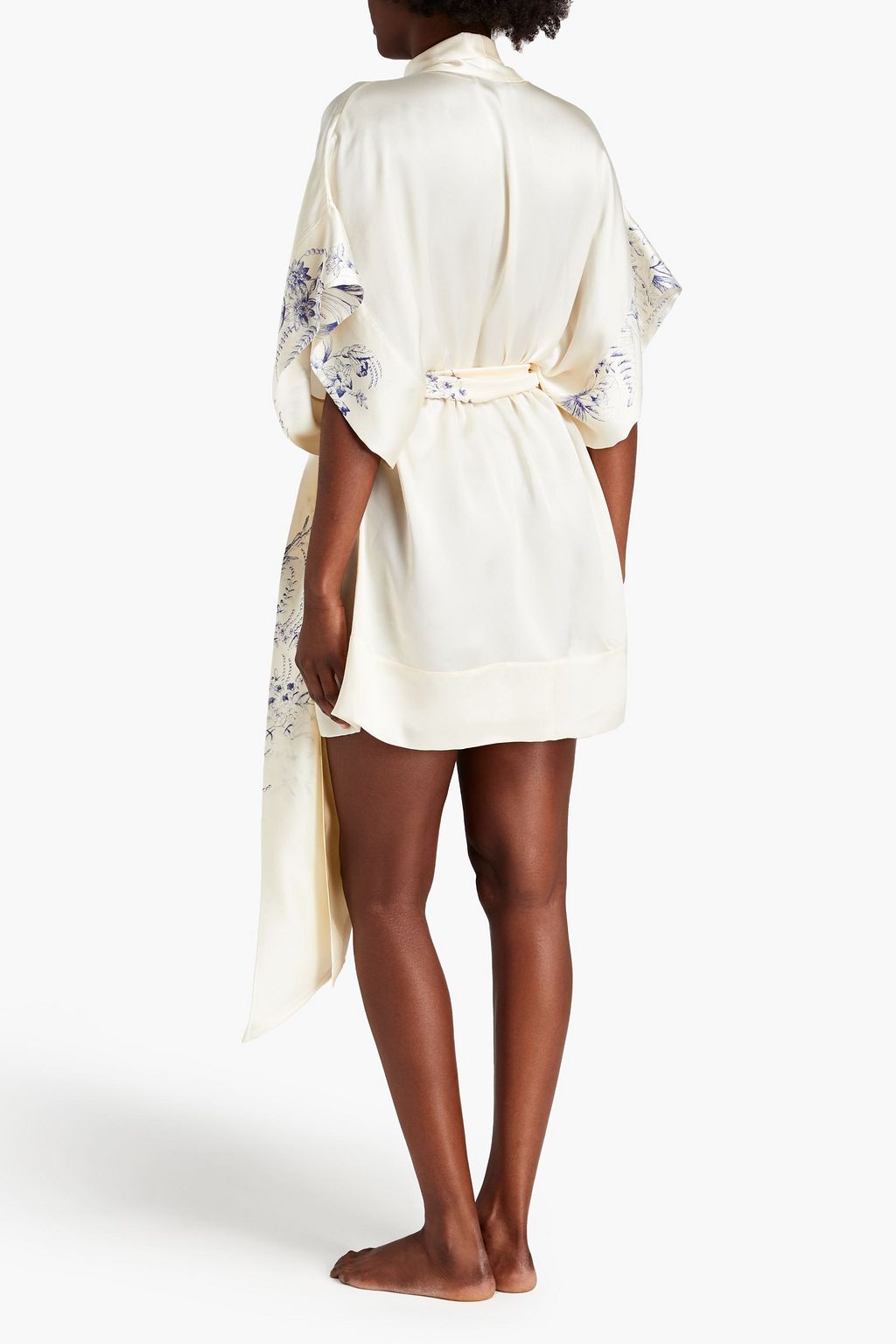 CARINE GILSON Belted floral-print silk-satin kimono