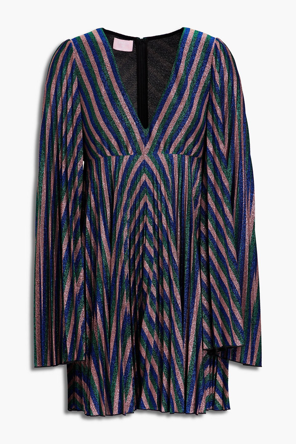 Giamba Pleated striped lamé mini dress