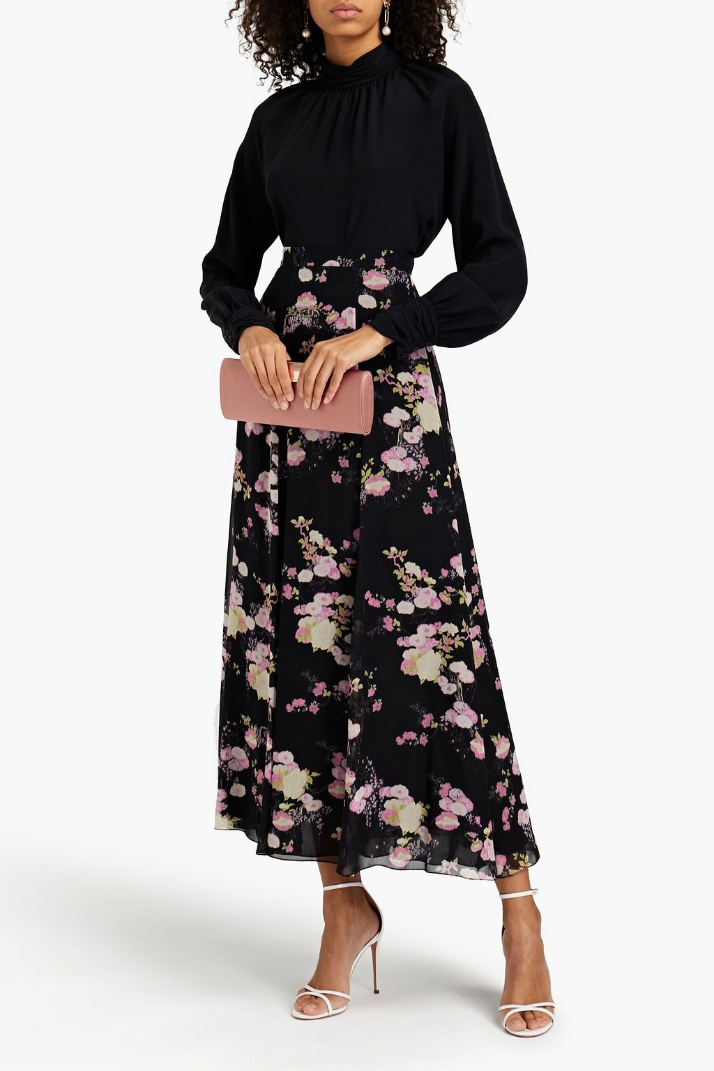 GIAMBATTISTA VALLI Floral-print silk-chiffon maxi skirt