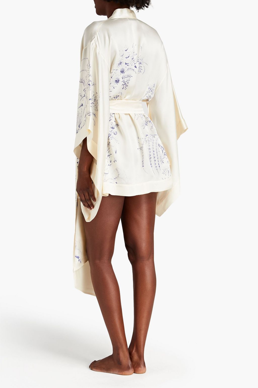 CARINE GILSON Belted floral-print silk-satin kimono