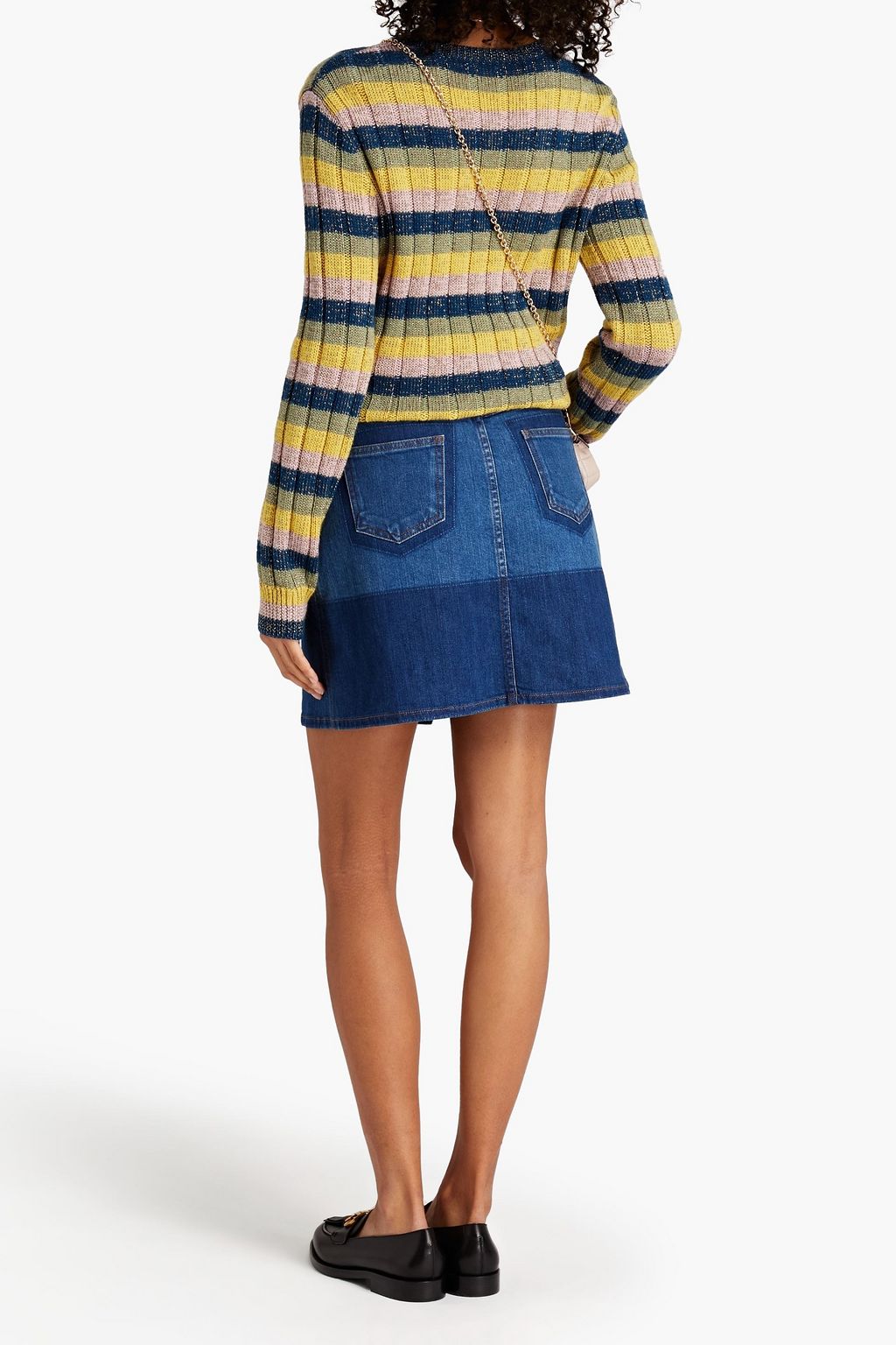 VALENTINO GARAVANI Two-tone denim mini skirt