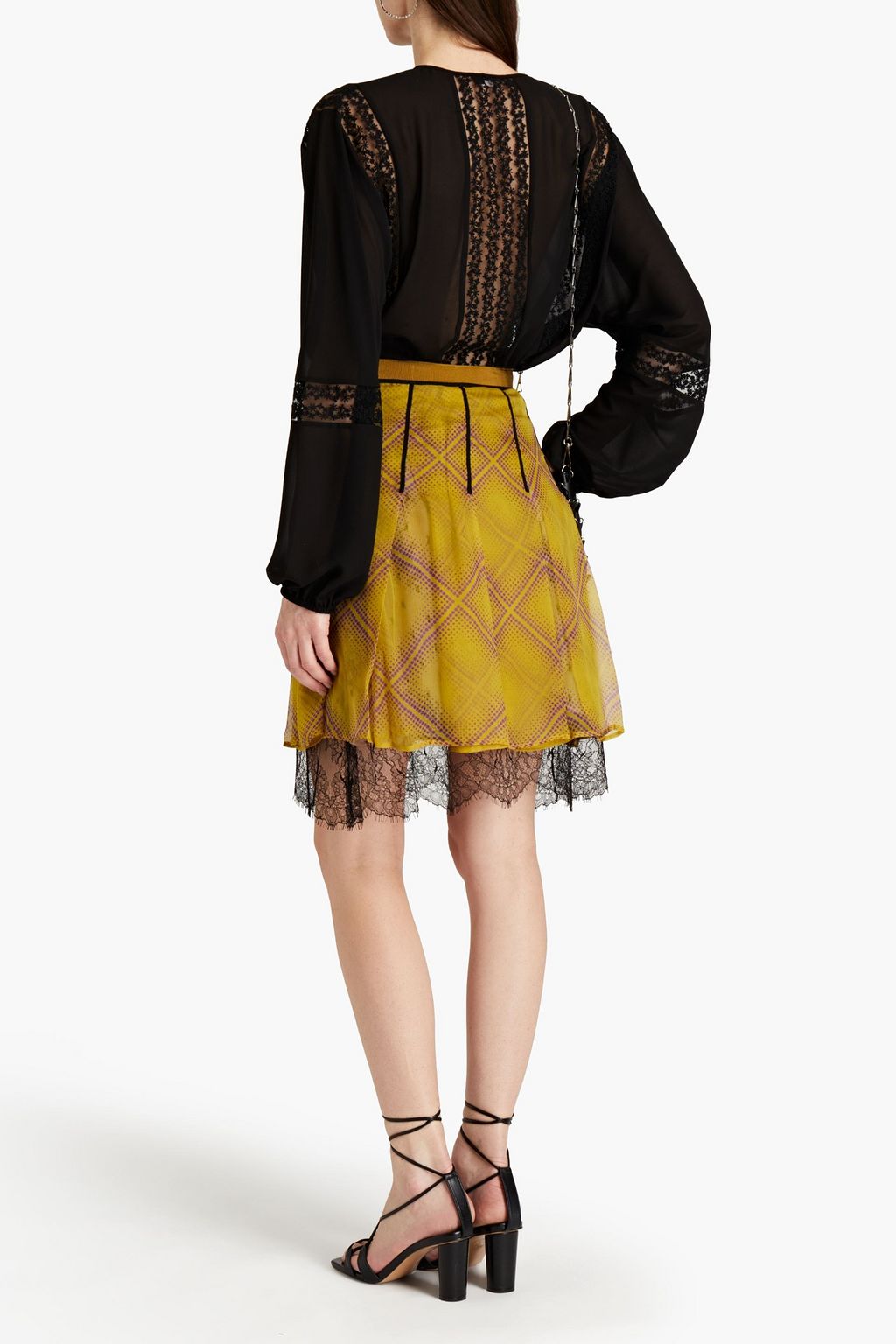 GIAMBATTISTA VALLI Lace-trimmed polka-dot silk-chiffon skirt