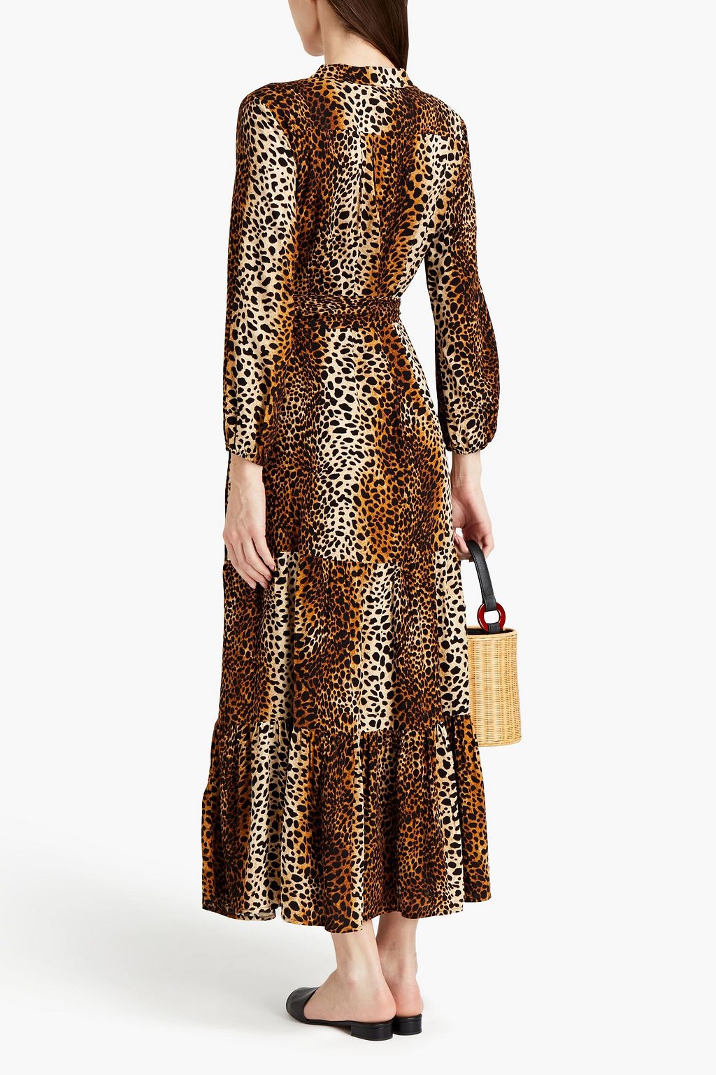 MELISSA ODABASH Sonja belted leopard-print mousseline maxi dress