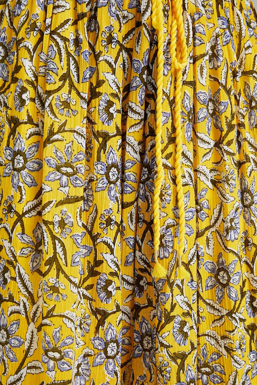 ANTIK BATIK Maria braid-trimmed floral-print cotton-crepon maxi skirt
