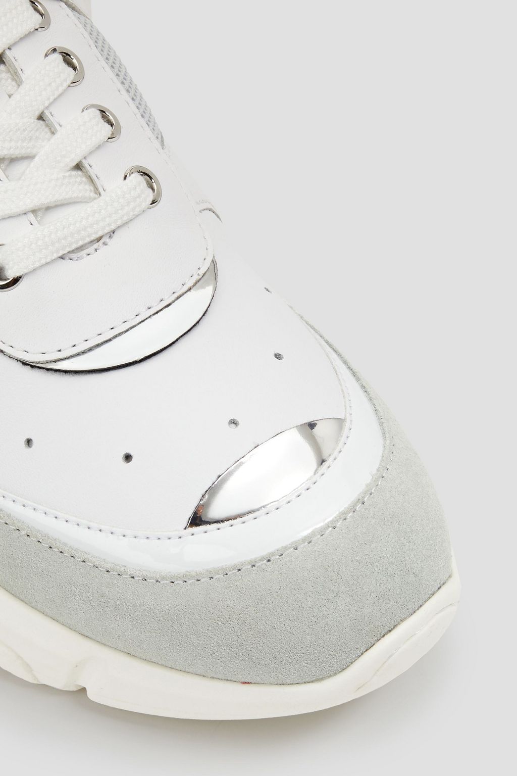 LOVE MOSCHINO Suede-trimmed leather and mesh exaggerated-sole sneakers