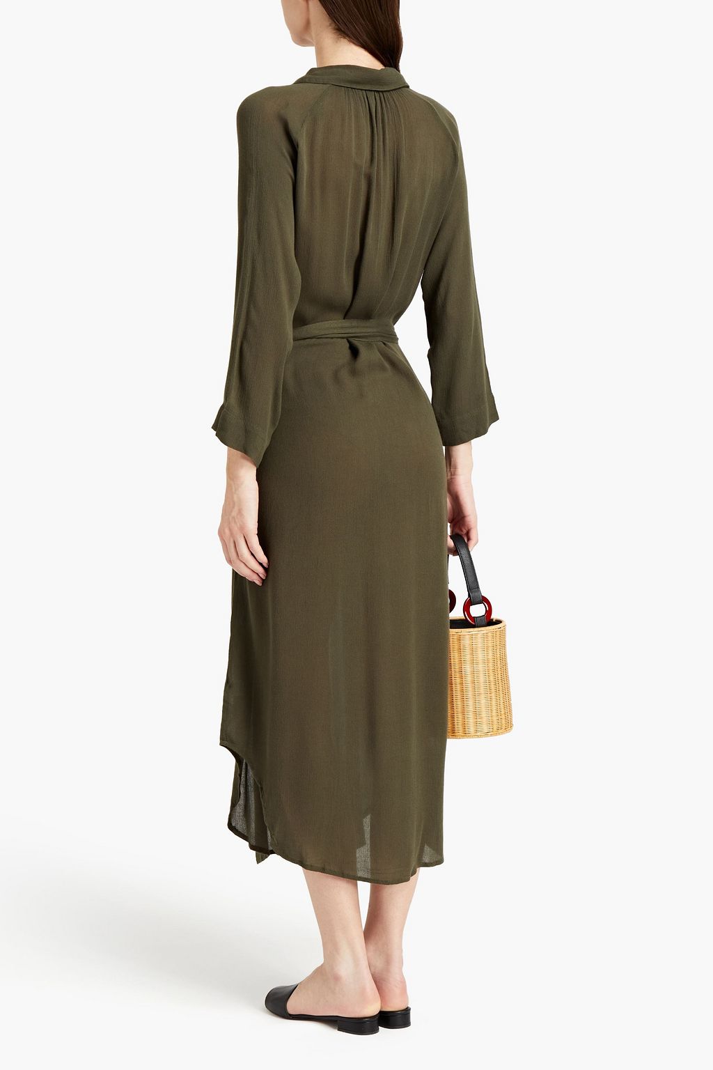 MELISSA ODABASH Alesha belted crinkled-gauze midi dress