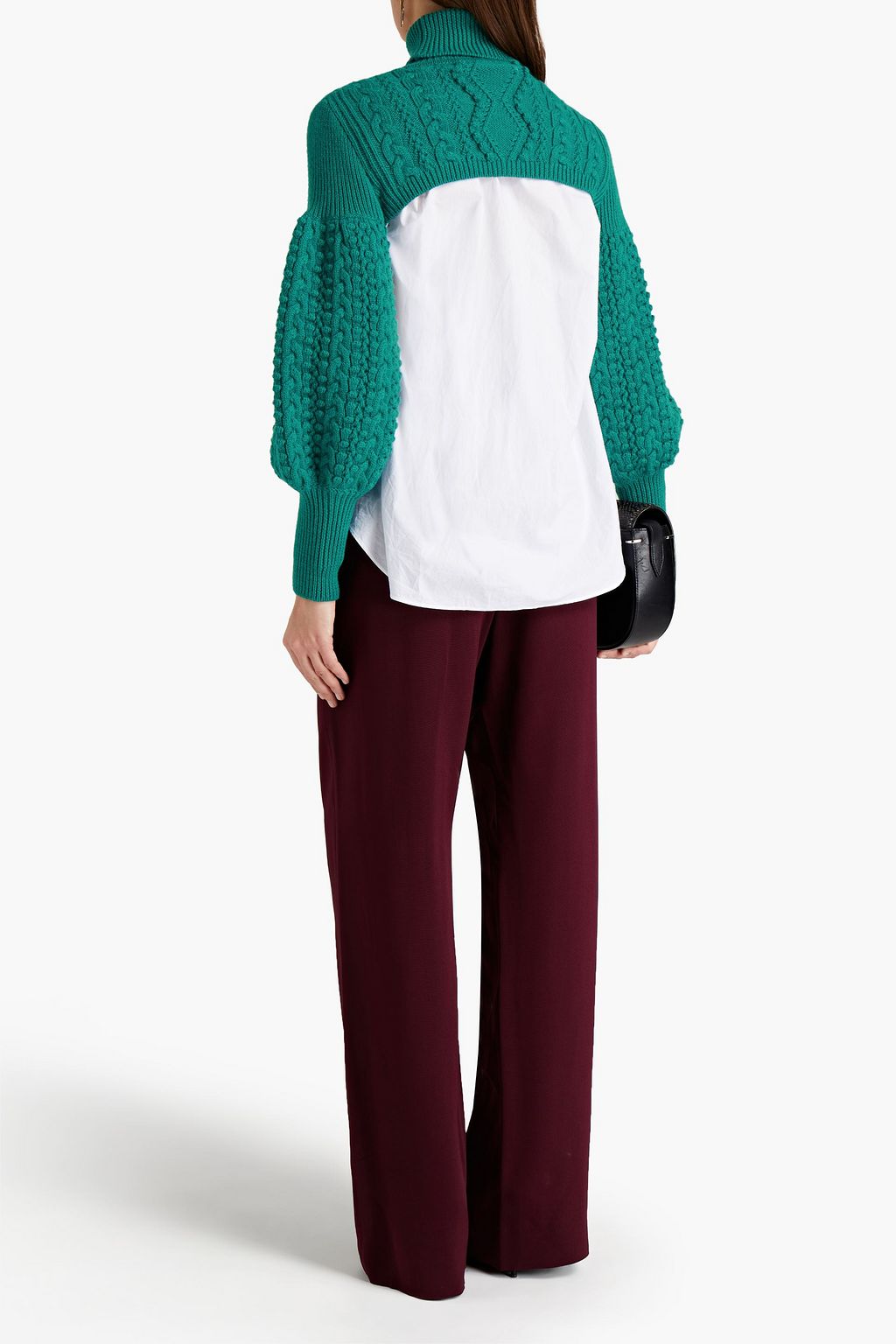 VALENTINO GARAVANI Cable-knit wool turtleneck shrug sweater