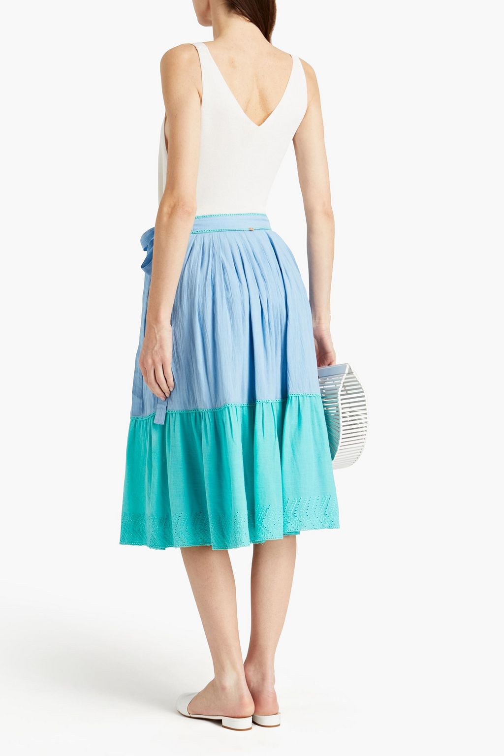 ANTIK BATIK Amie broderie anglaise-trimmed cotton-gauze midi skirt