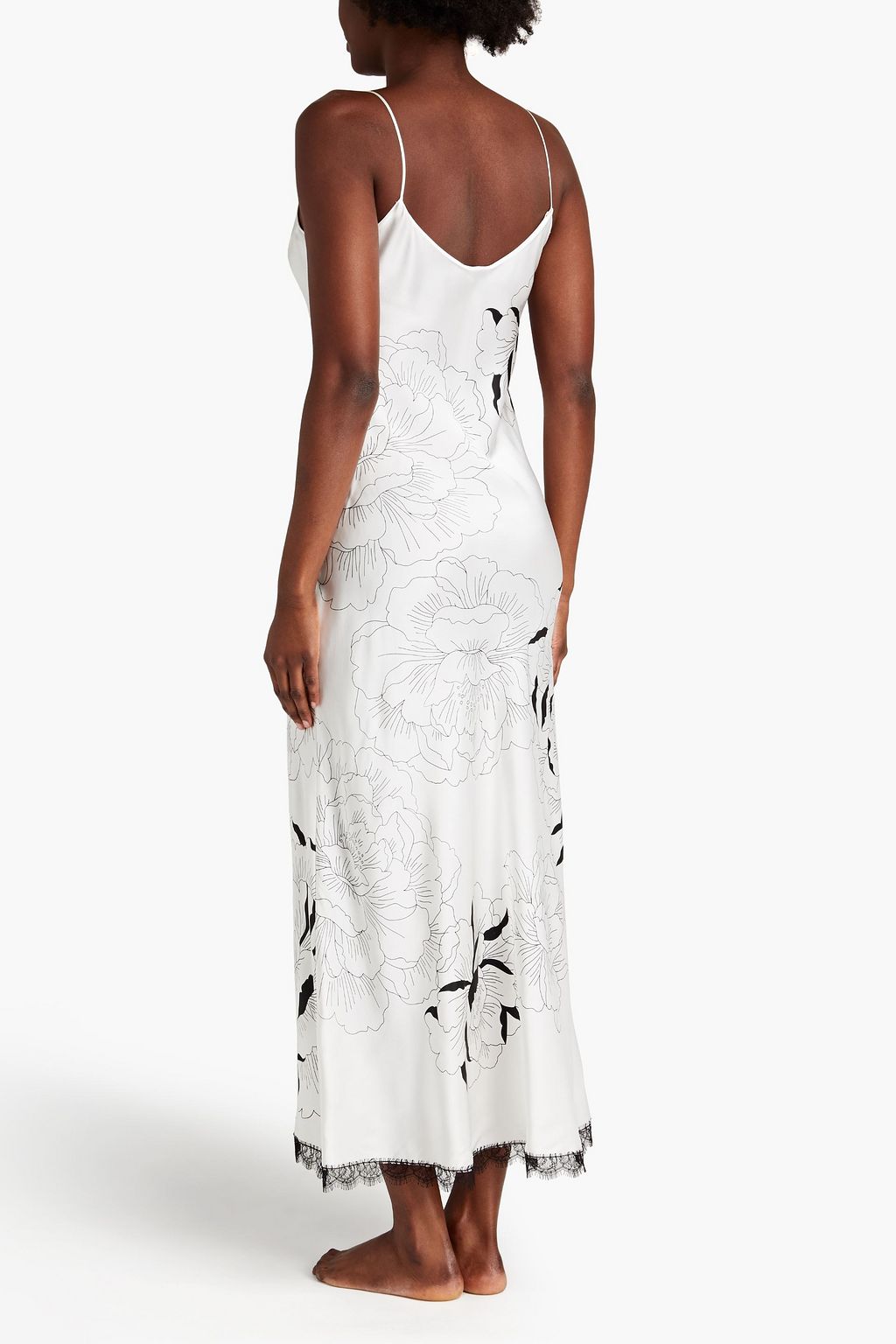 CARINE GILSON Lace-trimmed floral-print silk-satin night dress