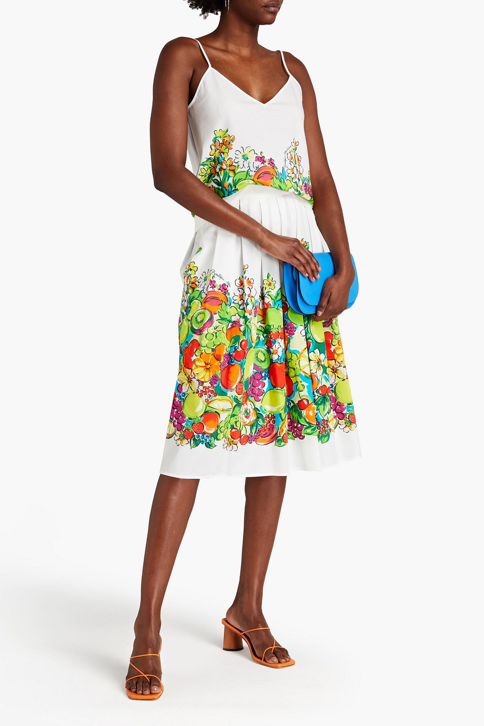 Boutique Moschino Printed Cotton-poplin Camisole In White