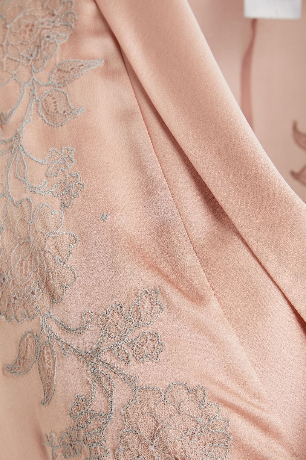 CARINE GILSON Lace-trimmed silk-satin robe
