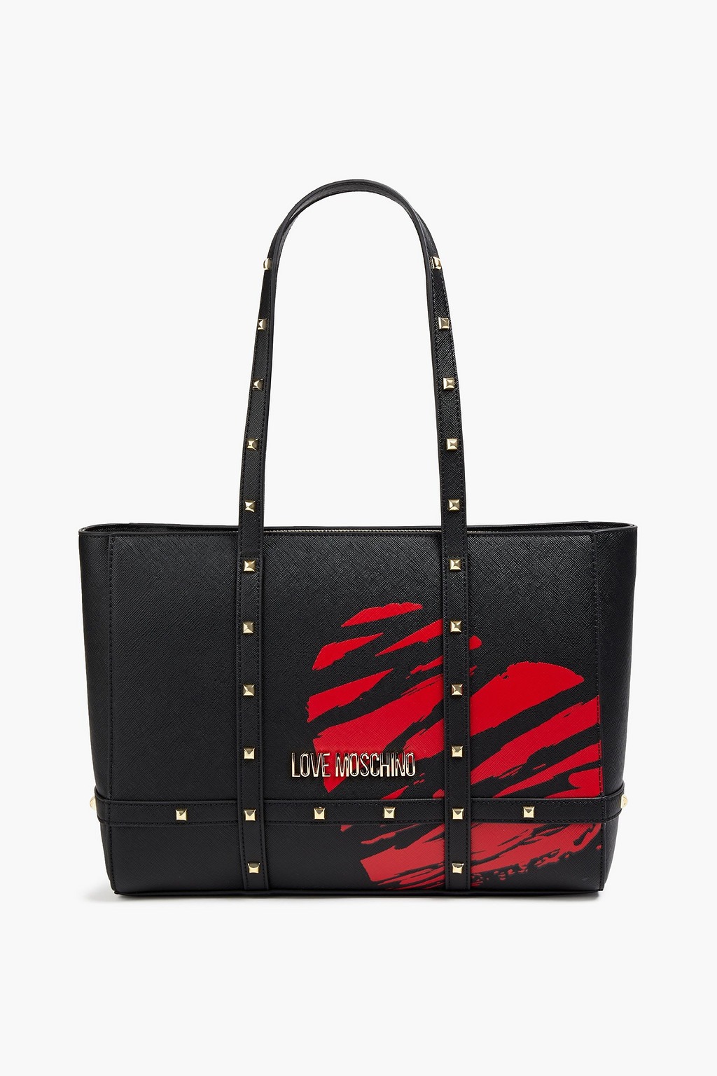 LOVE MOSCHINO Studded printed faux leather tote