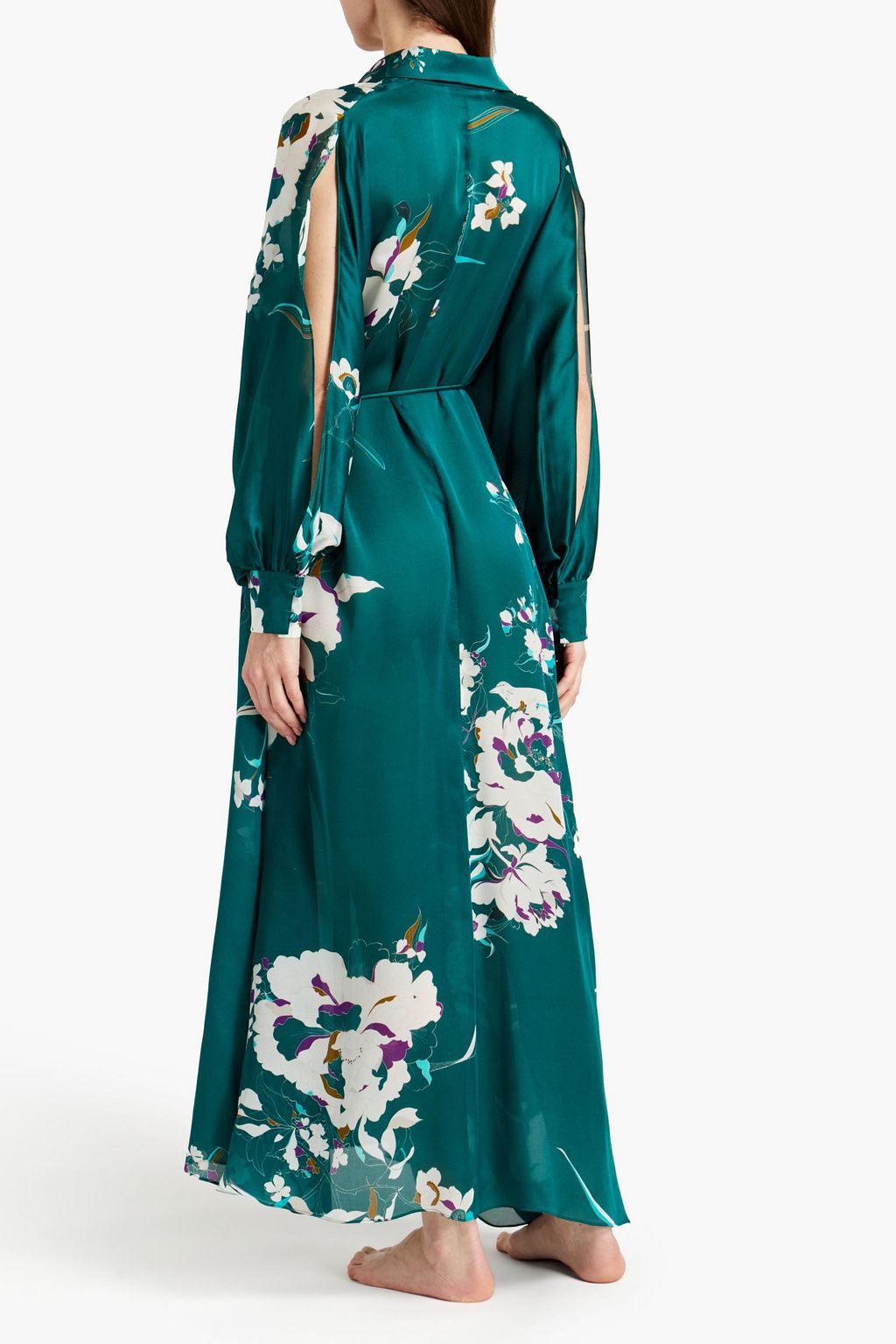CARINE GILSON Belted floral-print silk robe