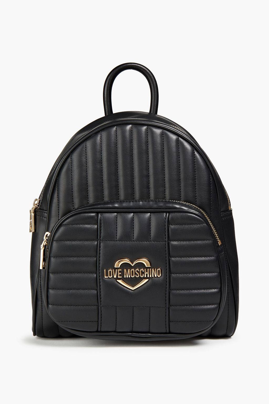 Black leather quilted backpack Clearance