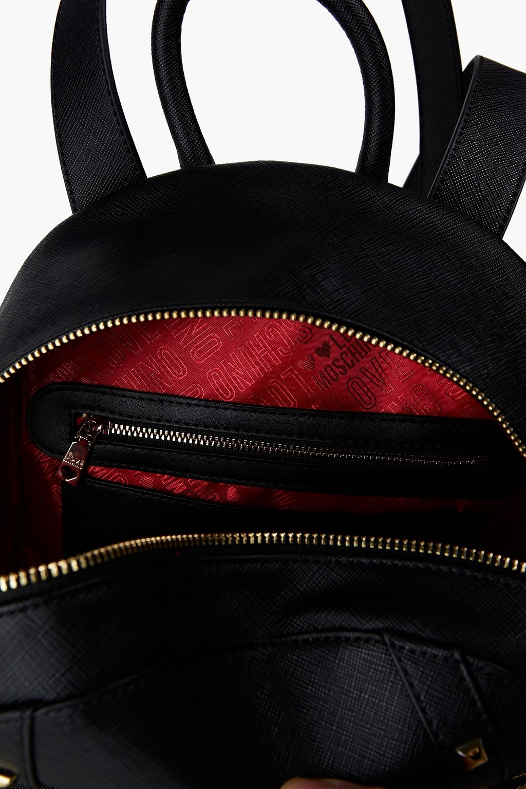 LOVE MOSCHINO Studded printed faux leather backpack