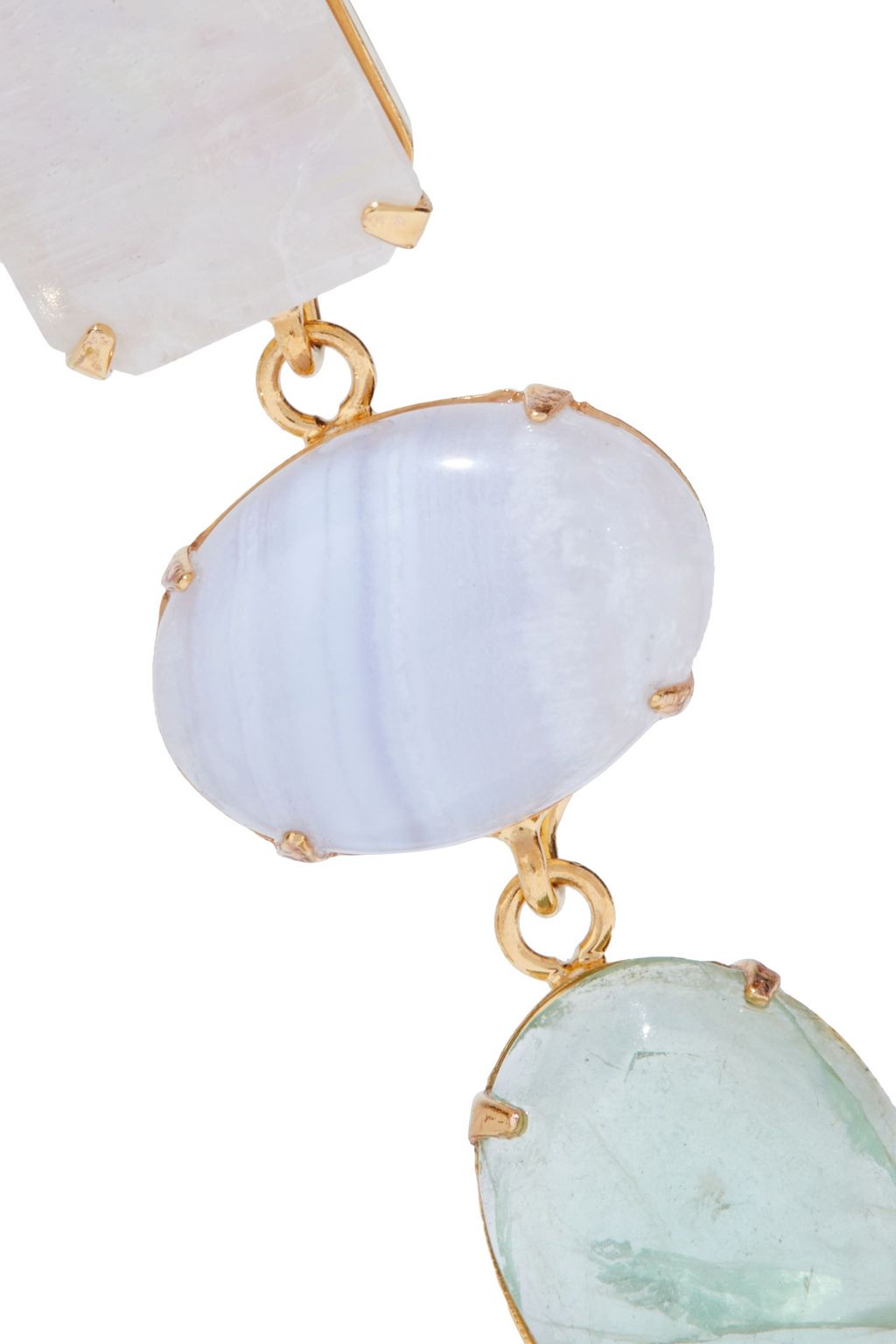 BOUNKIT Gold-tone, moonstone, agate and fluorite earrings