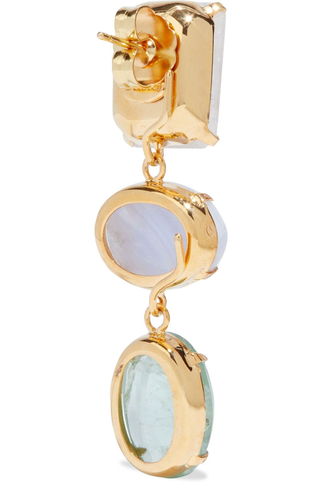 BOUNKIT Gold-tone, moonstone, agate and fluorite earrings