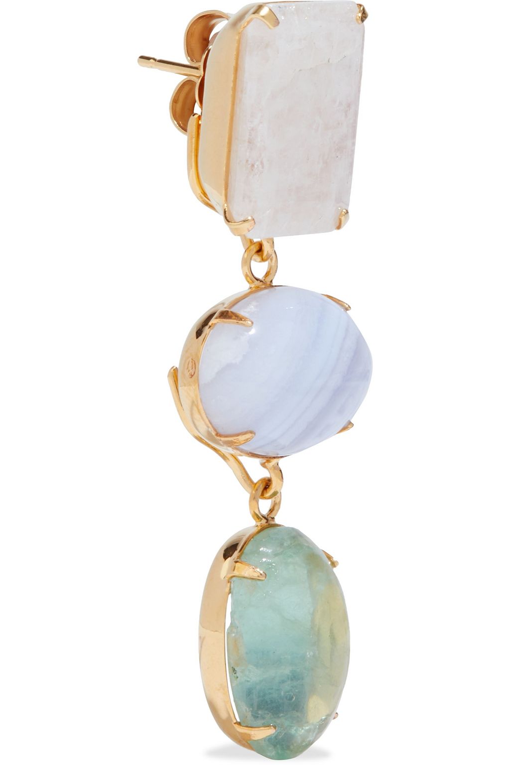 BOUNKIT Gold-tone, moonstone, agate and fluorite earrings