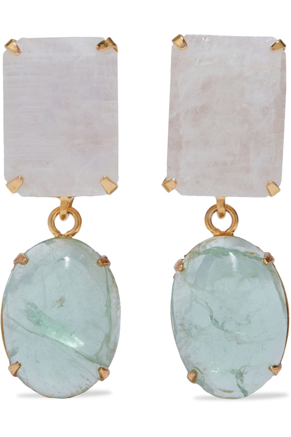 BOUNKIT Gold-tone, moonstone, agate and fluorite earrings