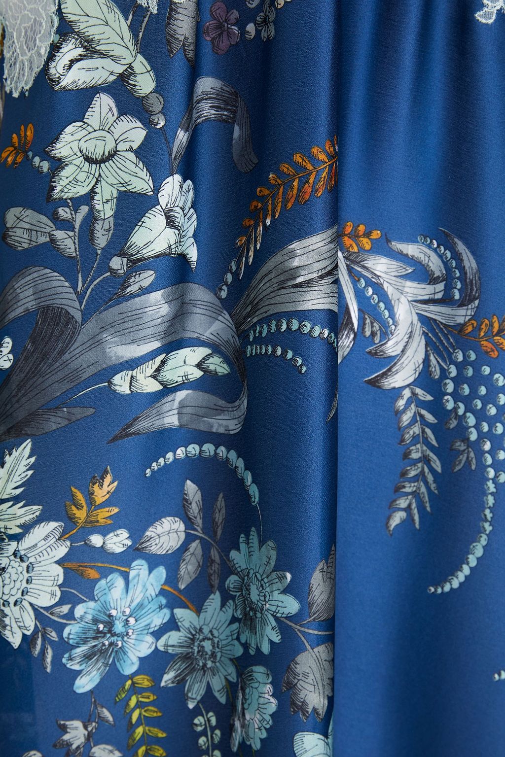CARINE GILSON Chantilly lace-paneled floral-print silk-chiffon nightdress