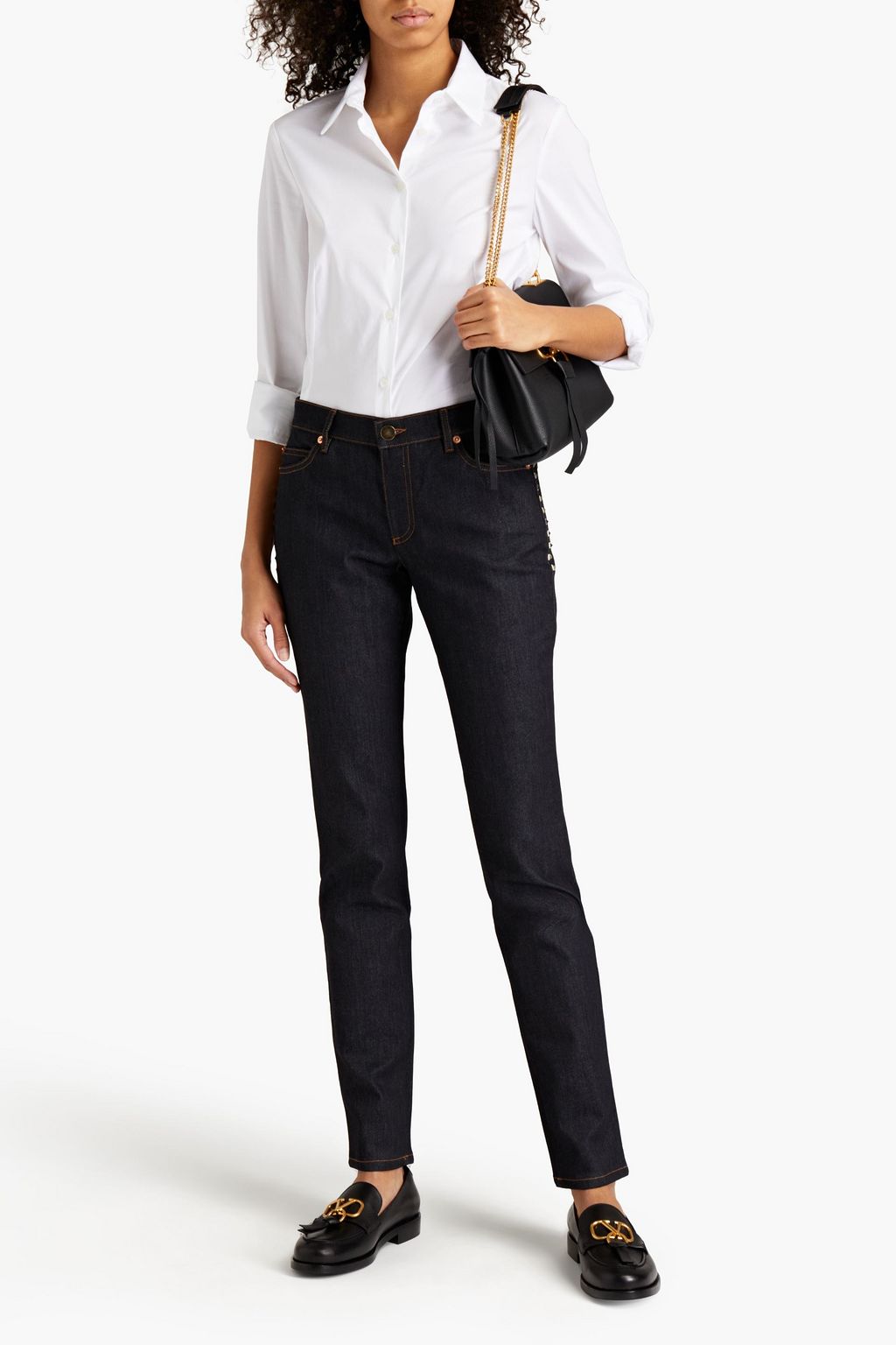 VALENTINO GARAVANI Studded mid-rise skinny jeans