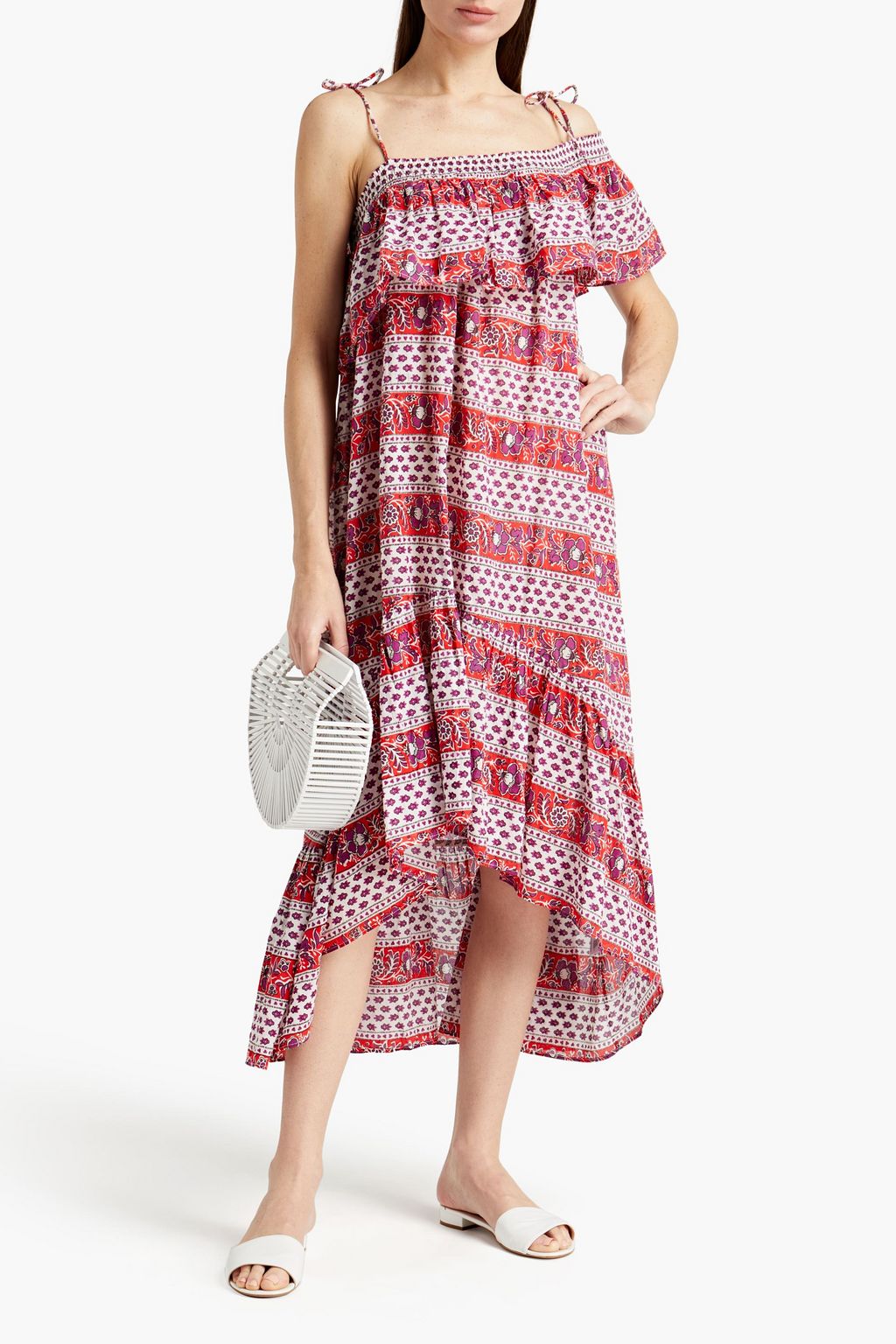 ANTIK BATIK Austin asymmetric ruffled floral-print cotton dress