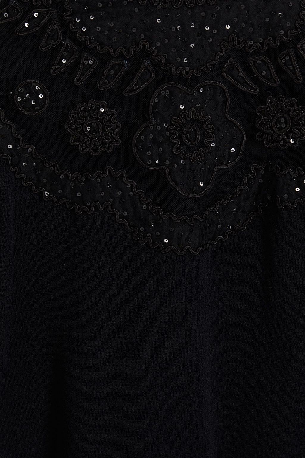 VALENTINO GARAVANI Embellished tulle-paneled knitted sweater