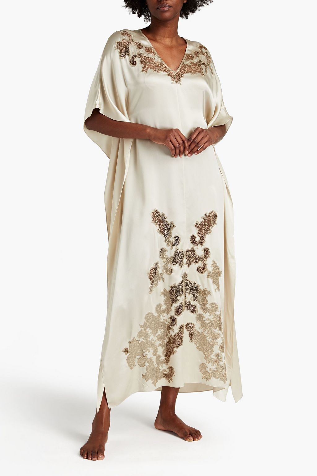 CARINE GILSON Lace-trimmed silk-satin nightdress
