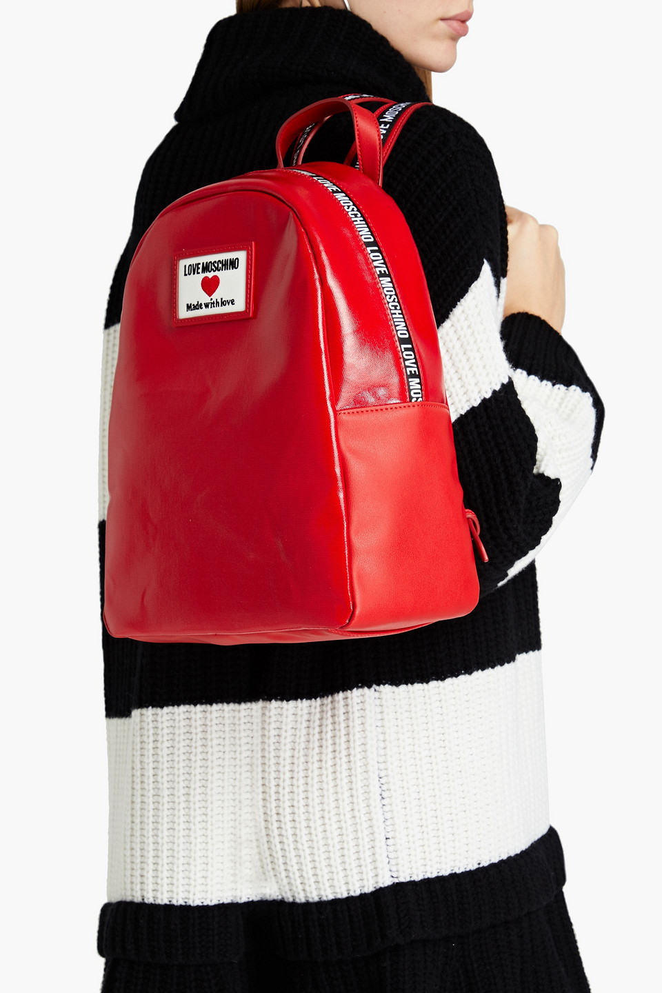 Love Moschino Coated Canvas Backpack In Red