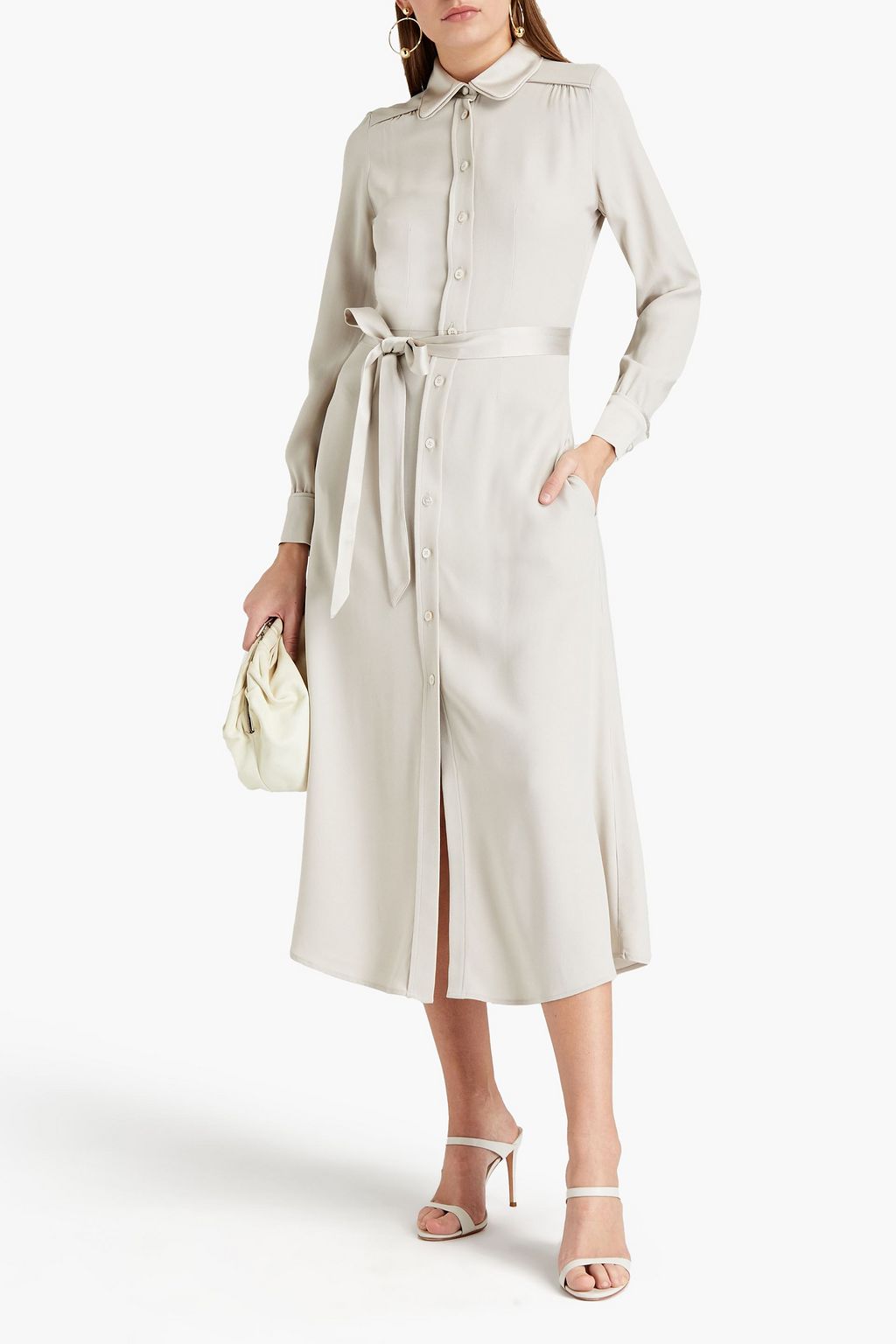 GOAT Lori gathered cady midi shirt dress