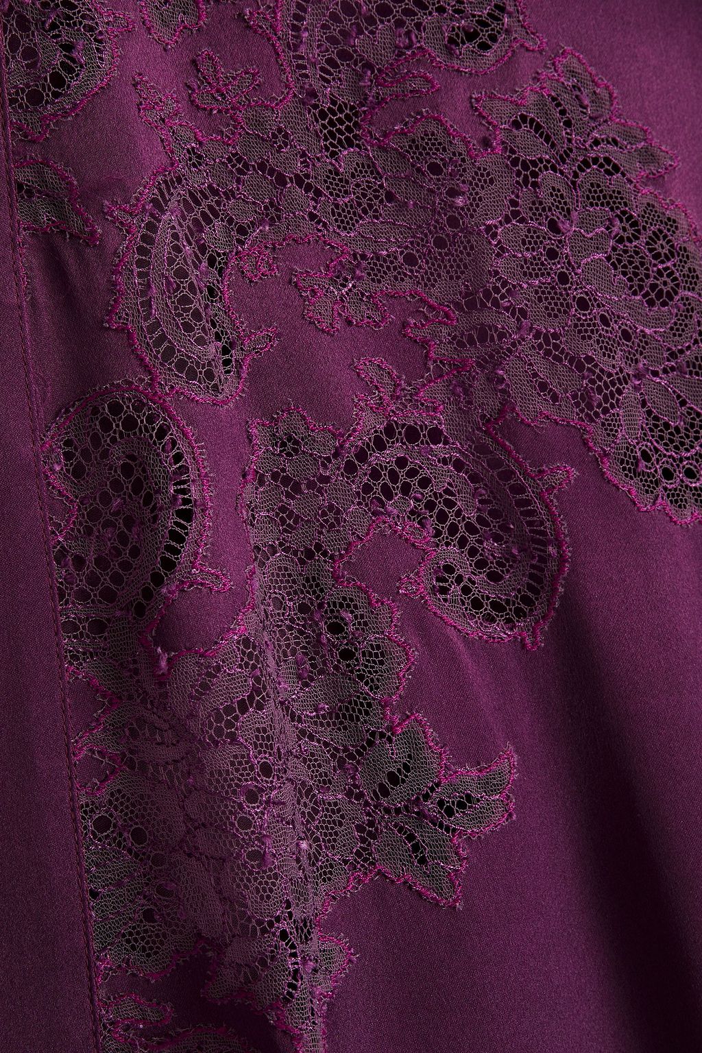 CARINE GILSON Belted lace-trimmed silk-satin robe